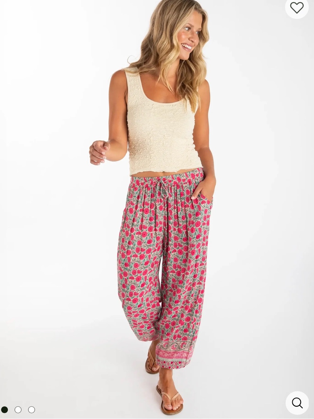 Natural Life Allison Pants Joggers Pink Puff Floral Sz S 💛🎀